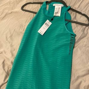 BCBG, size XS/S tight stretch, midi dress, teal